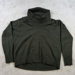 DKNY Sweater Womens Small Green Wool Cashmere Turtleneck Oversized Boxy Pullover